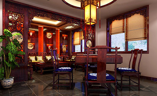 元宝山古典中式风格茶楼包间设计装修效果图